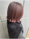 ボブ、コーラルピンク、ハイライト