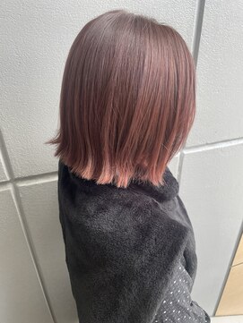 ファースト 泉中央店(first) ボブ、コーラルピンク、ハイライト