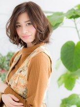 ネル 仙台(Nelu) 仙台/髪質改善/ベージュピンクのラフなふんわりボブパーマa
