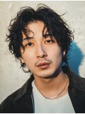 波巻きスパイラルウルフセンターパート　渋谷メンズカット