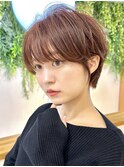 大人ショートボブ丸みショートカットマッシュショート前髪あり