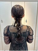 結婚式お呼ばれリボン編みおろし／ヘアセット/ふわふわ/アレンジ