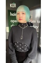 キジ(KIJI) ミニボブ/ボブ/ミントカラー/ハイトーン/ワイドバング/オン眉