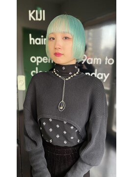 キジ(KIJI) ミニボブ/ボブ/ミントカラー/ハイトーン/ワイドバング/オン眉