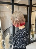ブロンド×レッドエンドカラー