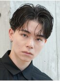 センターパートフェザーパーマ刈り上げニュアンスパーマ韓国ヘア