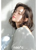 【nao*c富雄店】マロンベージュアッシュ/ほつれウェーブボブヘア