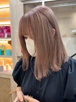 ダブルカラーピンクベージュベージュカラーケアブリーチレイヤー