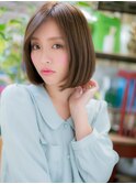 大人ガーリー前下がりナチュラルぶつ切りボブh3戸頭20代30代40代