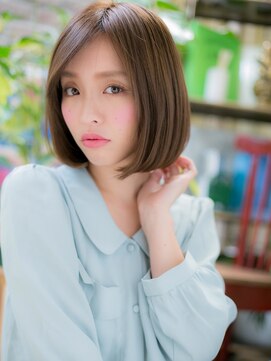 カバーヘア イヴ 戸頭店(COVER HAIR EVE) 大人ガーリー前下がりナチュラルぶつ切りボブh3戸頭20代30代40代