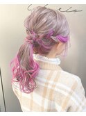 インナーカラーレッド×パープル☆