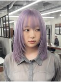 ホワイトラベンダーダブルカラーピンクハイトーン韓国レイヤー