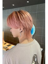 ブルーバイブレーション BlueVibration&nbsp;メンズ　ショート　ピンクベージュ　マッシュウルフ　カラー