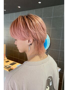 ブルーバイブレーション BlueVibration メンズ　ショート　ピンクベージュ　マッシュウルフ　カラー