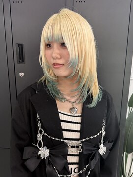 グロウ 渋谷西口(grow) 【ブロンド×ミントブルーエンドカラー】
