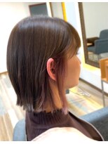 ヘアーアンドコークラシコ(Hair&Co. Clasico) インナーカラー×カシスピンク　切りっぱなしボブ