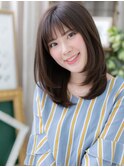 斜めバングネイビーアッシュ内巻きワンカールh3大宮20代30代40代