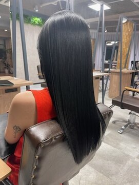 リンクエン(Link enn) 黒髪ロングレイヤー/イメチェンシースルーバング/モードヘアー