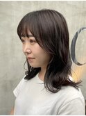 似合わせ顔まわりカット／アッシュブラウン/透明感カラー/艶髪