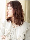 チェリーレッド大人可愛い波巻き毛先パーマA0戸田公園20代30代