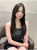 韓国ロングレイヤーカット地毛風グレージュ