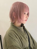 サンクプロジェクト(cinq PROJECT) ハイトーン切りっぱなしショートボブミルクティーピンクベージュ