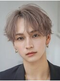 ミルクティーベージュニュアンスパーマ韓国マッシュグレー