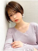 耳かけショートボブ似合わせカット30代40代チェリーブラウン