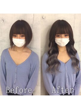 エクステ専門店あるじゃんすー 小倉店 ブラック×パープルグレー#シールエクステ#大人かわいい#小倉