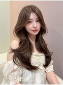 韓国ヘア レイヤーカット 透明感カラー 前髪 顔周り
