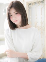 大波純一美容室パーティハン&nbsp;ツヤ髪ダークアッシュブラウン内巻きボブディa小山20代30代40代