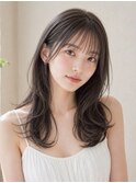 【韓国風くびれセミロング】透明感シアーグレージュ×エギョモリ