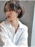 30代40代大人ボブ|小顔レイヤーショートボブ×シースルーバング