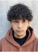 ツイストスパイラルパーマツーブロックメンズマッシュ