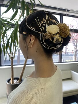 プランタン フォー ヘアー(printemps FOR HAIR) __成人式ヘアセット__タイトアレンジ__水引きアレンジ__