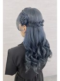 お花　ハーフアップ