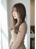 レイヤーロングベージュ20代30代40代くびれエクステ韓国ヘア