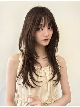 コート 青山(Cote) ハッシュカット ロングレイヤー チョコブラウン 韓国レイヤー