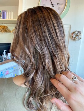 ヘアーエポック(hair epoque) グラデーションバレイヤージュ/ピーチラテカラー