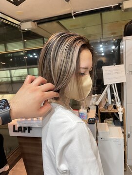 ラフ(LAFF) #バレイヤージュ#グレージュカラー#ボブウルフ#ココアベージュ