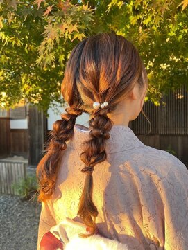 ロウブ(roubu.) レイヤーカットボブウルフカットフェミニンロング着物ヘアセット