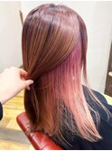 20代30代大人可愛い裾カラーピンクベージュインナーカラー