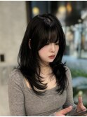 ハッシュカット　グレーブラック　韓国ヘア　掛札