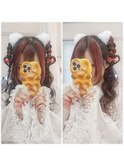 ハーフツイン／三つ編み／髪ハート／