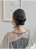 お呼ばれヘアセットタイトシニヨンアレンジ◎リボンアレンジ