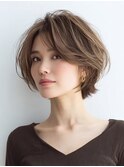 白髪ぼかし脱白髪染め似合わせショートボブ40代50代60代