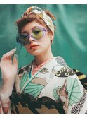 成人式・卒業式ヘアアレンジ/ターバン/スカーフ/金箔/ヘアセット