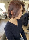 オレンジブラウン/ブラウンカラー/切りっぱなしボブ