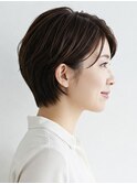 40代/50代/60代ひし形小顔ショートボブ絶壁解消白髪ぼかし△45