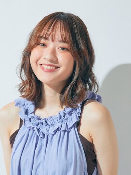 ティーシースペース 元住吉店(T.C.SPACE) ミディアムカール × ナチュラルベージュ